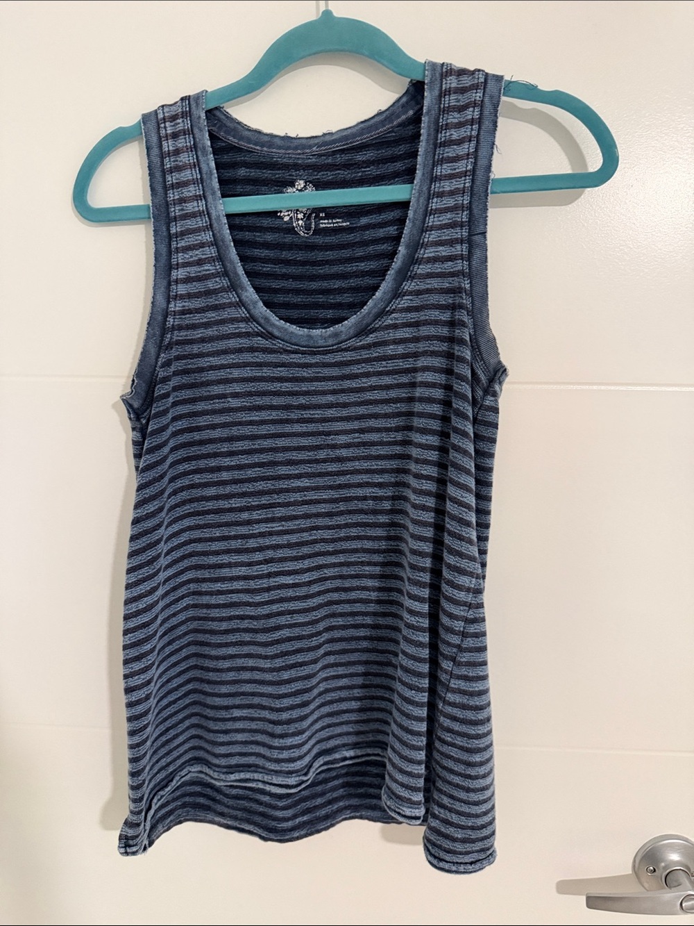 Pilcro Navy and Light Blue Striped Tank Top